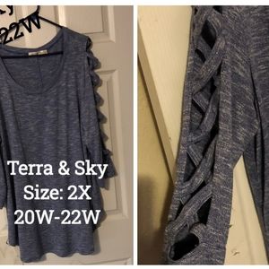 Blue Terra & Sky Blouse; Size: 20W-22W
